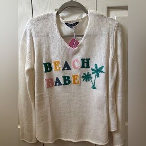 Simply Southern “Beach Babe” White Sweater S/M